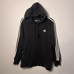 Adidas 3-Stripes Pullover Hoodie Men's XL Black/White Hooded Sweatshirt BR3588